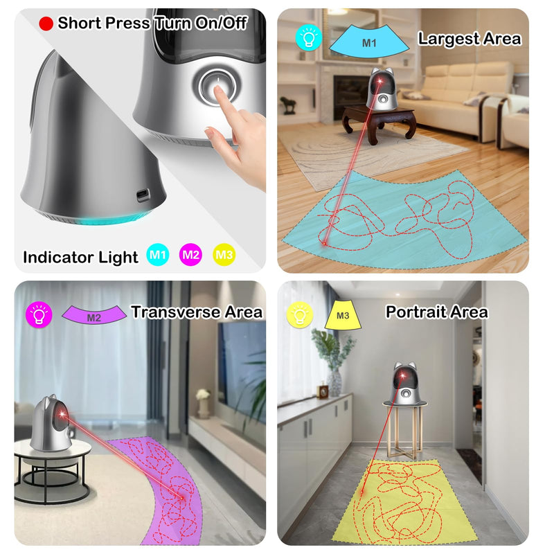 Cat Laser Toys for Indoor Cats, Random Trajectory Laser Cat Toy, Interactive Cat Toys for Bored Indoor Adult Cats/Kittens/Dogs (Silver) Silver - PawsPlanet Australia