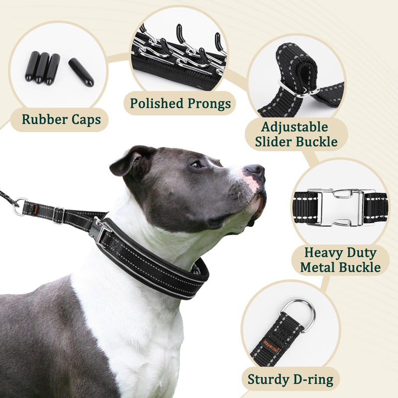 Mayerzon Prong Collar for Large Medium Dogs, Patented Reflective Pinch Collar with Metal Buckle, No Pull Adjustable Hidden Covered Dog Walking Training for Pitbull German Shepherd Doberman Large: 15''-22'' - PawsPlanet Australia