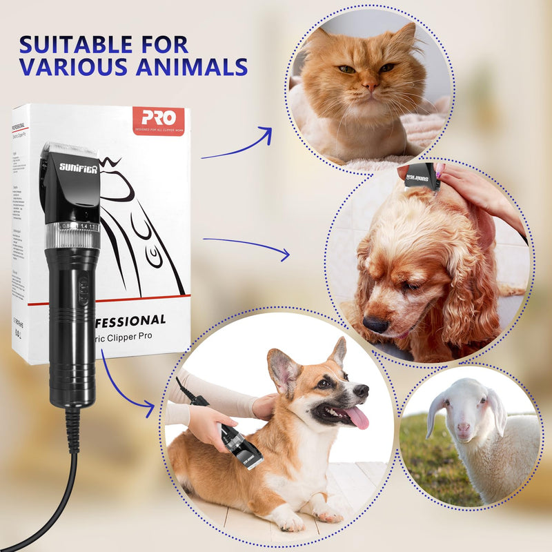 Professional Dog Grooming Clippers for Thick Coat - Dog Hair Trimmer for Grooming Kit- Sheep Shears for Thick Hair – Pet Grooming Clippers for Dogs, Cats, Sheeps, Horse (Black) Black - PawsPlanet Australia