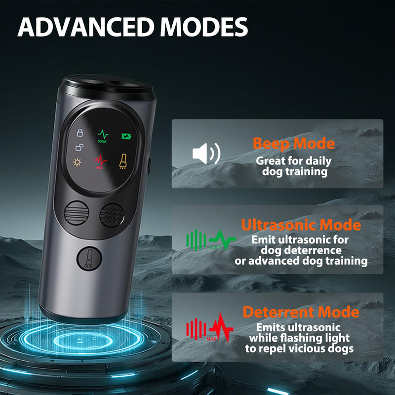 Mtmult Ultrasonic Dog Bark Deterrent - Dog Bark Deterrent Devices, Barking Deterrent Devices, Bark No More Training Aid, LED Flashlight & HD Display (Anti Barking - Grey P10) Anti Barking - Grey P10