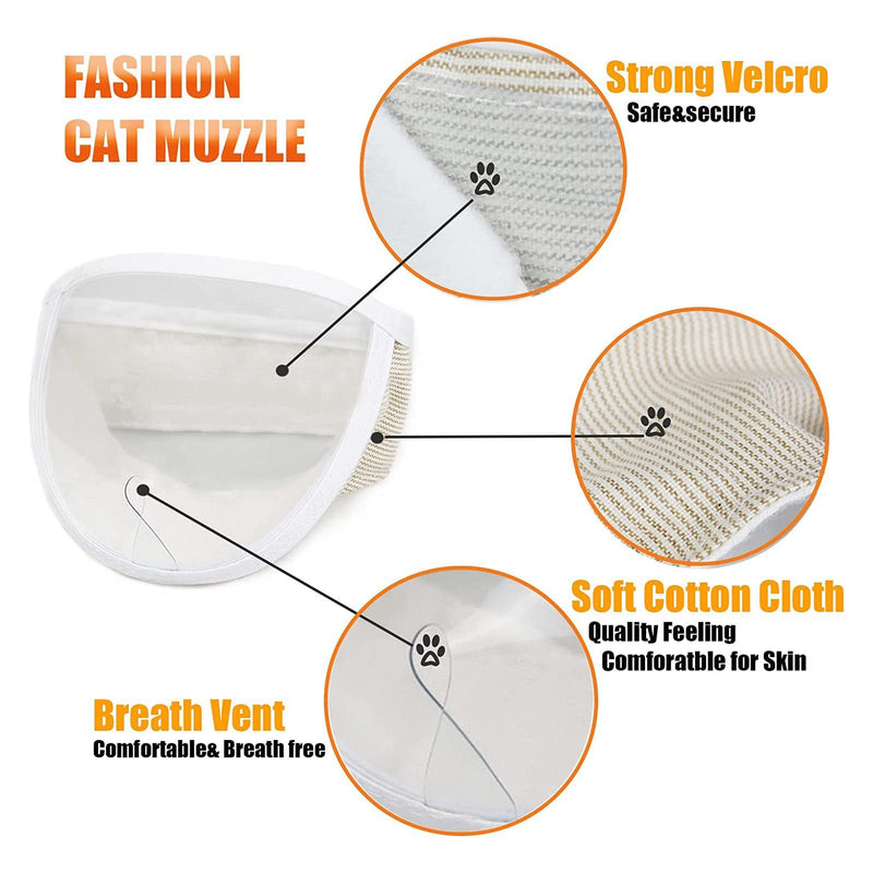 Haofy Transparent Muzzle Cover for Cat Face, Breathable Cotton Cover for Grooming, Prevention, Medium Size, 11.8 to 13.8 Inches, for Cats at Home, Vet Visits, Ensures