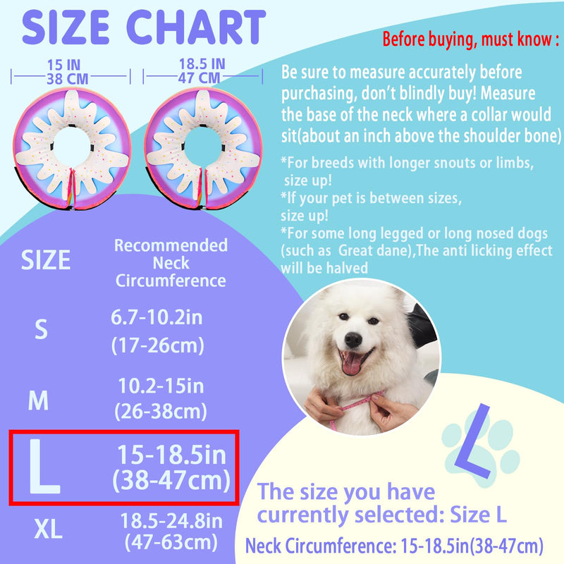 Inflatable Dog Cone Collar Alternative After Surgery, Donut Soft Neck Cone for Husky Border Collie Large Dogs, etc, Protective Comfortable E Collar Recovery Cone Not Block Vision Cake Large Sized(Neck:15-18.5in) - PawsPlanet Australia