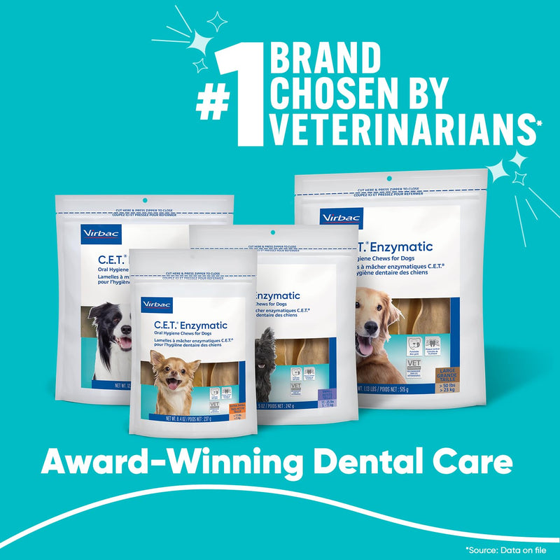 Virbac C.E.T.® Enzymatic Oral Hygiene Chews for Dogs, Large - Plaque & Tartar Control - Single Layer Beefhide with Exclusive Dual-Enzyme System & Tasty Chicken Flavor - Easy to Give Dog Dental Chew 1.13 Pound (Pack of 1) - PawsPlanet Australia