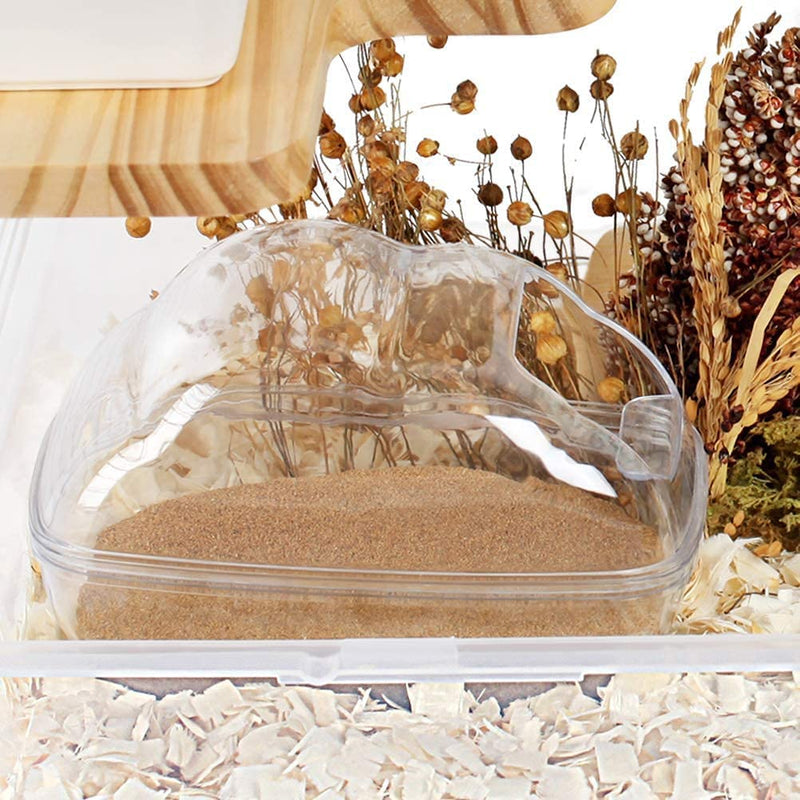 Hamster Small Animal Sand Bath Box Bathtub Critter's Bathroom with Bath Sand and Scoop Accessories for Mice Hedgehog Lemming Gerbils or Other Small Pets (Medium) +200g Sand+1 Spoon Medium - PawsPlanet Australia