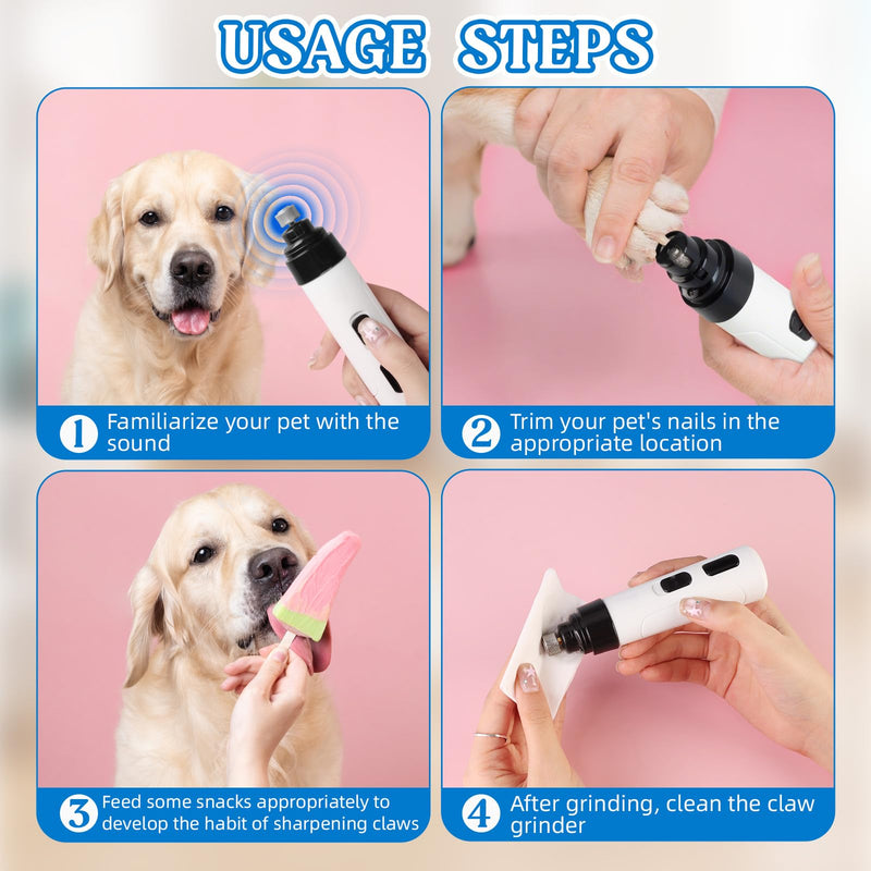 2-Speed Silent Groom Pro Nail Grinder, Rechargeable Quiet Dog Nail Trimmer, Gentle Electric Pet Nail Grinder Tool for Medium Small Dogs & Cats - PawsPlanet Australia