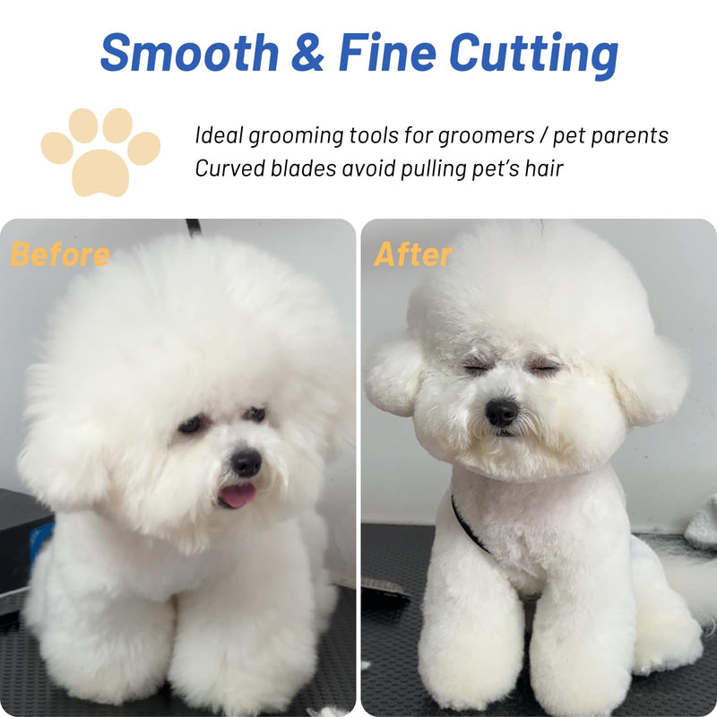 7.5inch 25° Curved Dog Grooming Scissors Professional, Japanese VG10 Stainless Steel Sharp Dog Scissors for Grooming Groomer, Pet Shears for Dogs Cats Face Paws Cutting, Comfortable Ergonomic Handle 7.5in Silver Curved