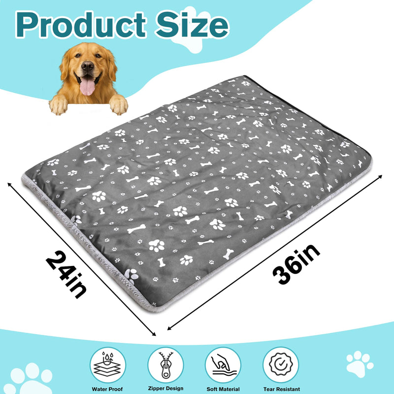 36 * 24inch Dog Crate Pan Covers Washable Dog Crate Tray Cover Waterproof Oxford Cloth/Soft Flannel Side Fit Bed Liner for Pet Cage Pan 36*24inch - PawsPlanet Australia