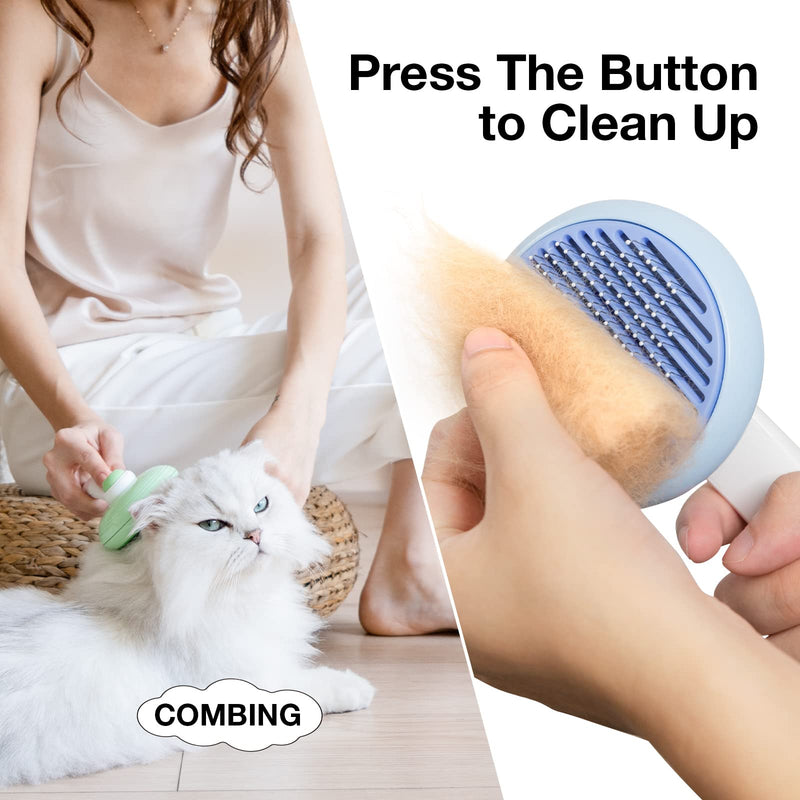 Self-Cleaning Slicker Brush for Pet Grooming: Removes Tangles, Loose Undercoat & Mats from Cats & Dogs (Blue) Blue - PawsPlanet Australia