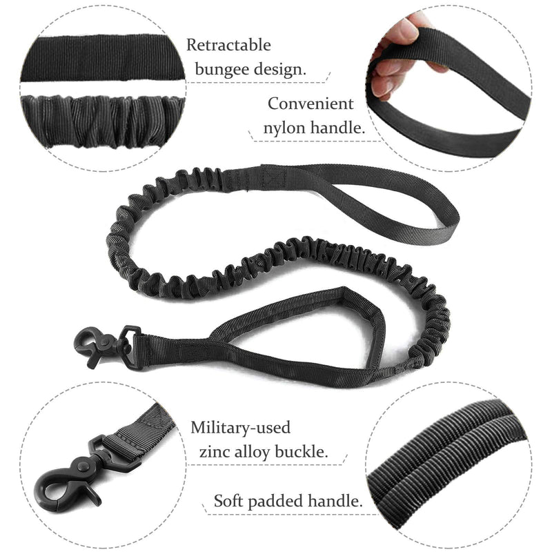 AIWAI Tactical Dog Harness with Pouches,Dog Vest Harness for Large Medium Dogs No-Pull Adjustable Military Dog Harness with Handle Walking Hiking Training (Black(with Leash), XL) Black(With Leash) - PawsPlanet Australia