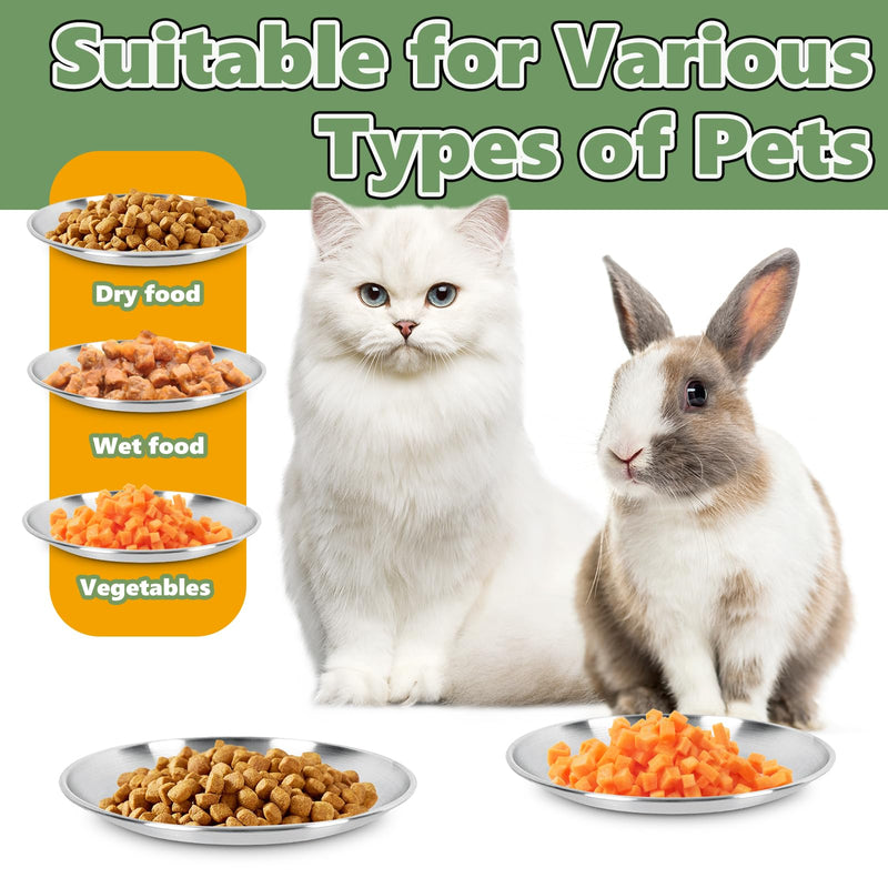 4 Pcs Wide Whisker Friendly Cat Dishes Set 6.7", Stainless Steel Cats Bowls, Shallow Food Bowl, Indoor Kitten Feeding Wet & Dry Food Dish to Prevent Whisker Fatigue(13 OZ) 4 Dishes - PawsPlanet Australia