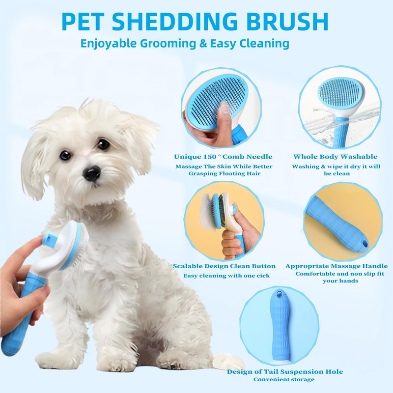 9-in-1 Pet Grooming Kit:Deshedding Brushs,Massage Gloves Brush,Silicone Finger Toothbrushes,Shampoo Bath Brushs,Slicker Brush – Complete Grooming Set for Dogs, Cats, and Small Animals - PawsPlanet Australia