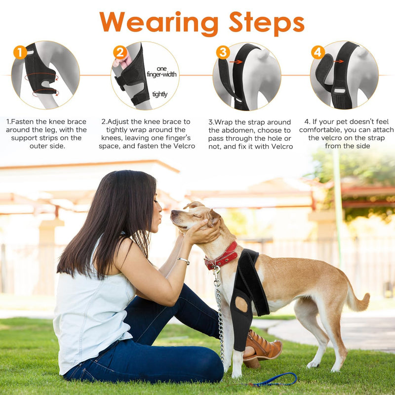 Jorme Dog Knee Brace for Torn ACL Hind Leg, Breathable Neoprene Dog Leg Brace with Adjustable Velcro & Belly Band, Ideal for Arthritis, Luxating Patella & Post-Surgery Recovery (XS) XS