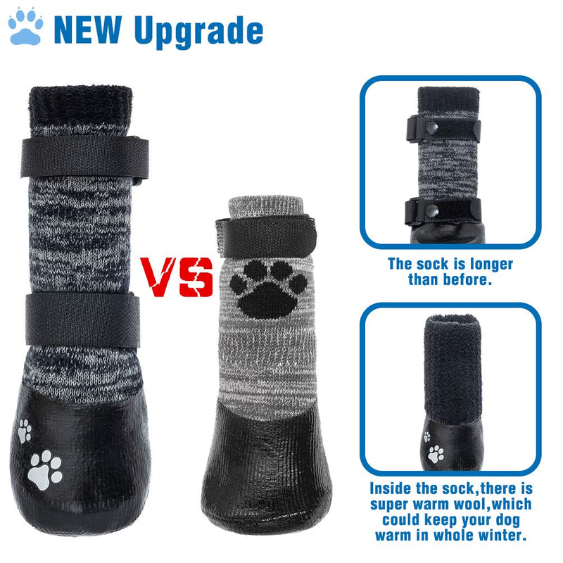 KOOLTAIL Dog Socks Anti-Slip Dog Boots with Straps Traction Control, Paw Protection Sets for Indoor Hardwood Floors & Outdoor, Fits Small Medium Large Dogs Medium (Pair of 2) Grey