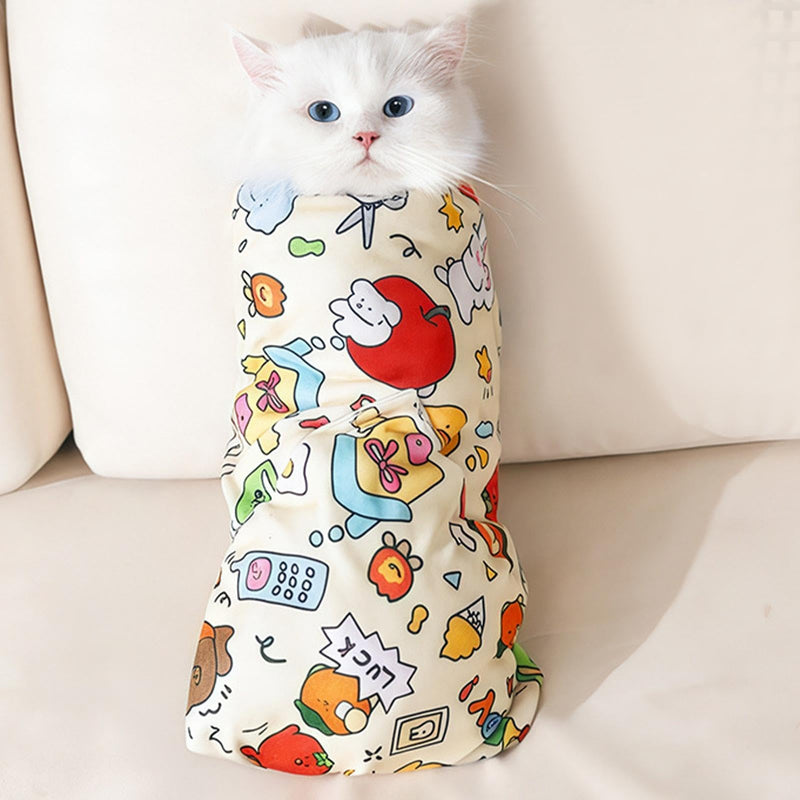 Burrito Swaddle for Cats, Soft Cat Blanket for Wrapping Cats, Anti-Escape Calming Wrap, Cat Care Accessories for Blowing, Scratching and Biting Calming 70 x 70 cm