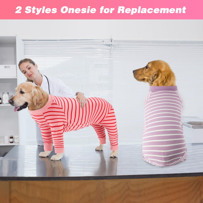 FHTONGE Dog Surgery Recovery Suit, 2 Pcs Dog Onesie Surgical Suit for After Neuter Spay Abdominal Wounds Protector, Snugly Long Anti-Licking Sleeve Dog Pajamas for Shedding Skin Disease Medical 5XL 5XL (Pack of 2) - PawsPlanet Australia