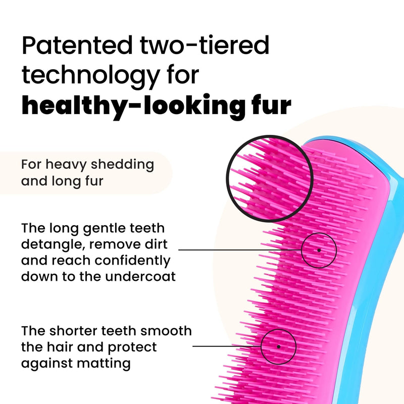 Pet Teezer De-Shedding Dog Brush by Tangle Teezer, Dog Grooming Tool for Long Haired Breeds and Wet or Dry Fur, Large, Blue & Pink Large De-shedding - PawsPlanet Australia