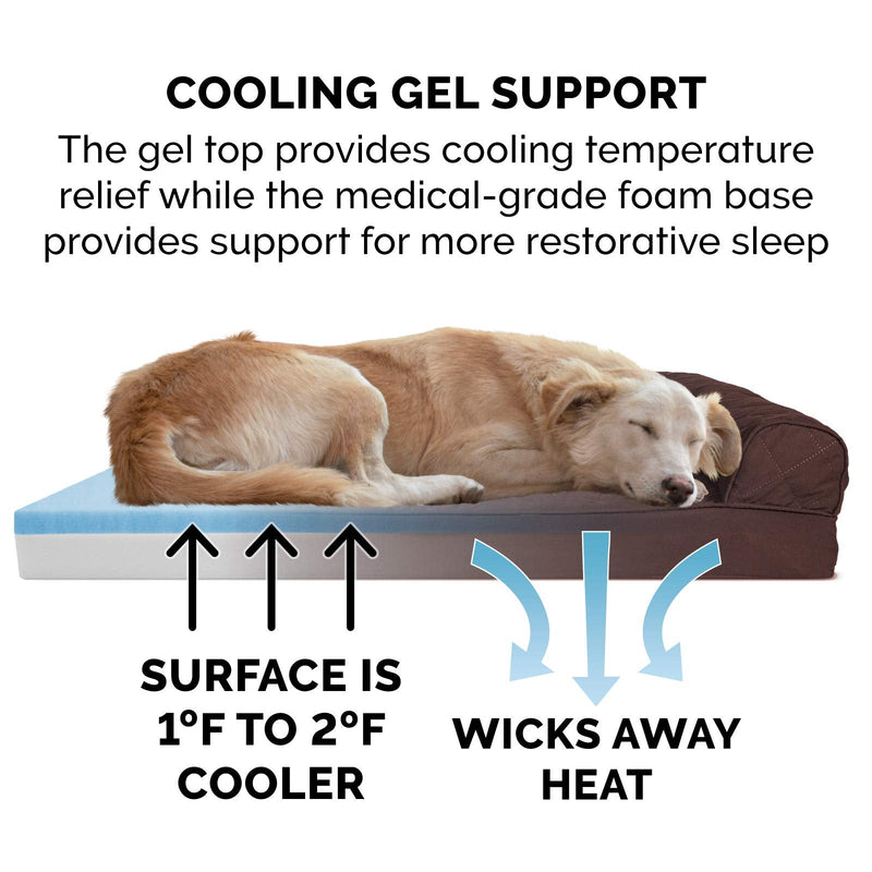 Furhaven Cooling Gel Dog Bed for Medium/Small Dogs w/ Removable Bolsters & Washable Cover, For Dogs Up to 35 lbs - Quilted Sofa - Coffee, Medium Coffee (Quilted) - PawsPlanet Australia