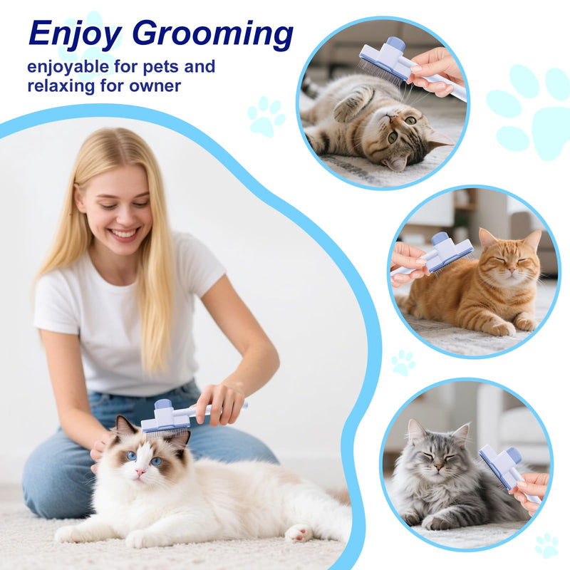 2 Pcs Self-Cleaning Flea Comb for Cats Dogs with Pet Hair Removal Glove – Dual Tooth and Gentle Cat Comb for Long/Short Hair – Ergonomic Zen Brush Cat Grooming/Nit Supplies - PawsPlanet Australia