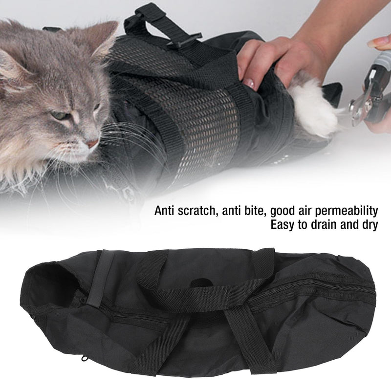Cat Grooming Bag, Oxford Cloth Pet Bathing Restraint Bag with Front & Rear Zippers, Handles & Hanging Hook, 46x24cm Cat Restraint Bag for Bathing, Nail Trimming, Injections - PawsPlanet Australia