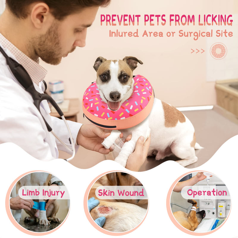 Supet Inflatable Dog Cone Collar for Large Medium Small Dogs, Soft Cone Collar for Dogs Cats, E Collar Dog Neck Donut Dog Cone Alternative After Surgery Donut Pink M(Neck 9"-13") - PawsPlanet Australia