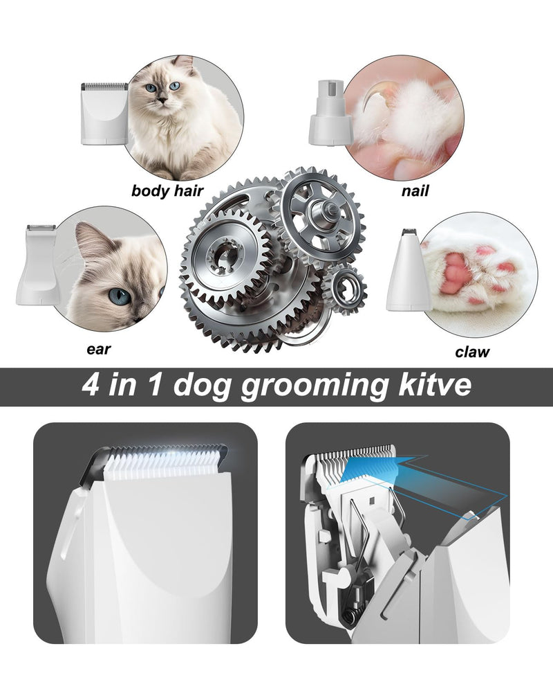 Small Dog Electric Clippers for Grooming Cordless Low Noise for Trimming Pet's Hair 4 in 1 Quiet Cordless Small Dog Paw Trimmer Nail Grinder Shaver for Small Pets - PawsPlanet Australia