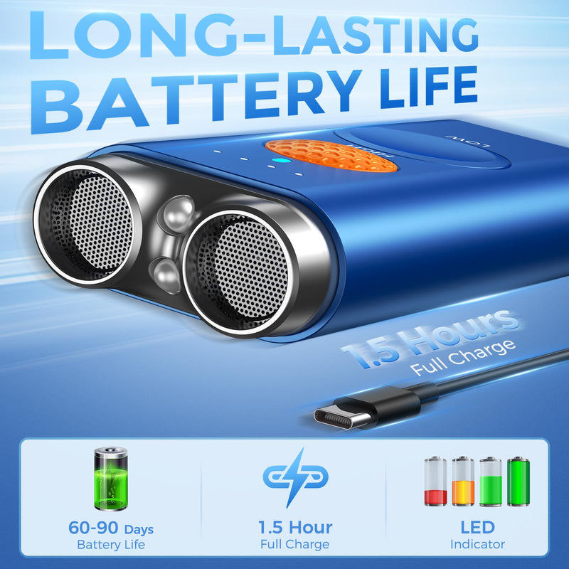 Dog Bark Deterrent Device, Anti Barking Device for Dogs Training Indoor Outdoor No More Bark Ultrasonic 2X Effective Emitters 50ft Range to Stop Neighbors Dog Barking Rechargeable for All Dogs Blue