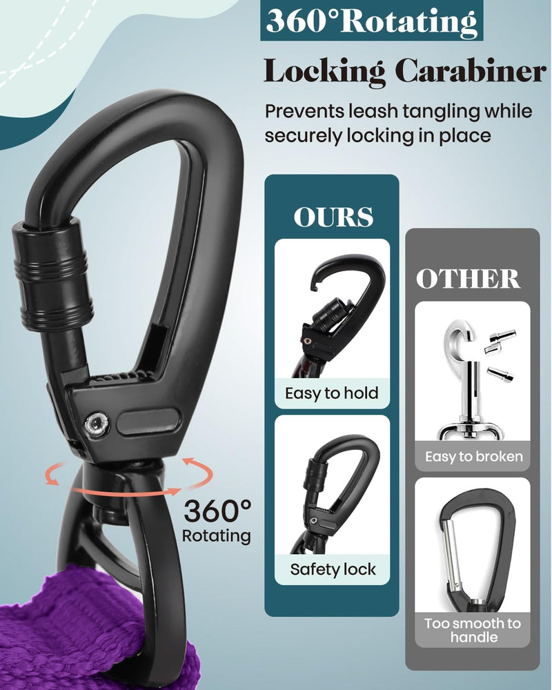 Thick Wide Dog Collar and 6-8 FT Leash Set for Large Dogs, Heavy Duty Full Metal Buckles and Soft Padded Dog Collar Leash Set, with A Poop Bag Holder for Leashes Set-Purple XL: Width 1.7", Length 18.5"-22.5" - PawsPlanet Australia