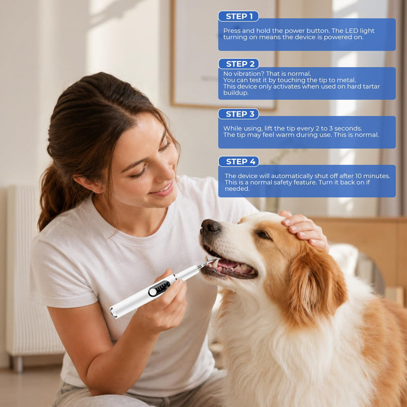 Dog Plaque Remover, Dog Tooth Brushing kit for Tartar and Stains, 5 Modes, LED Light, Pet Ultrasonic Cleaner with Toothbrush & 4 Cleaning Head, Suitable for Dogs and Cats