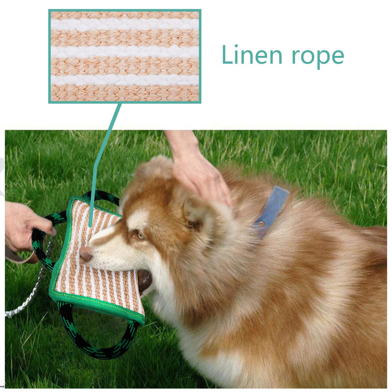 ToLanbbt Dog Toy, Tug of War Jute Bite Pillow (11' x 7.8'), Training Equipment for Medium to Large Dogs, Green Style 1 - PawsPlanet Australia