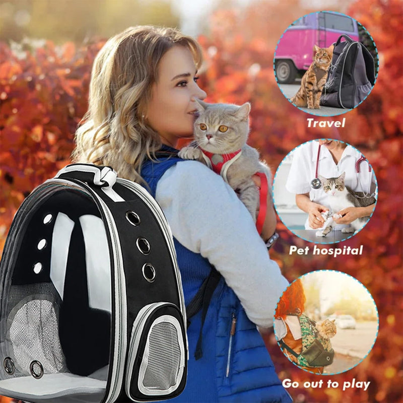 Cat Backpack Carrier, Pet Cat Carrier with Ventilated Design for Carrying Puppy Cats, Pet Carrier Backpack for Traveling/Hiking/Camping/Outdoors Airline Approved Travel Carrier (Black) - PawsPlanet Australia