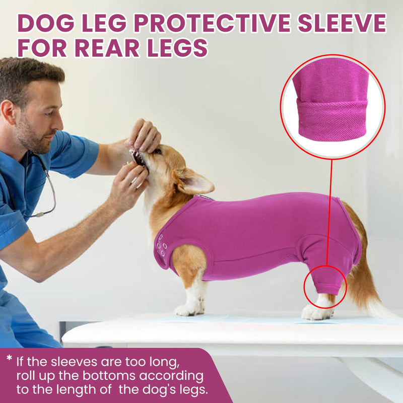 Nanaki Dog Wound Care Shirt,Dog Leg Sleeve To Stop Licking Rear Leg And Abdomen,Dog Surgery Suit Female Spay,Dog Onesie For Surgery Female Male,Dog Surgical Recovery Suit Female Dog Wound Heal Clothes 2XL(Back:23.2", Weight:40-85Ib) Purple - PawsPlanet Australia