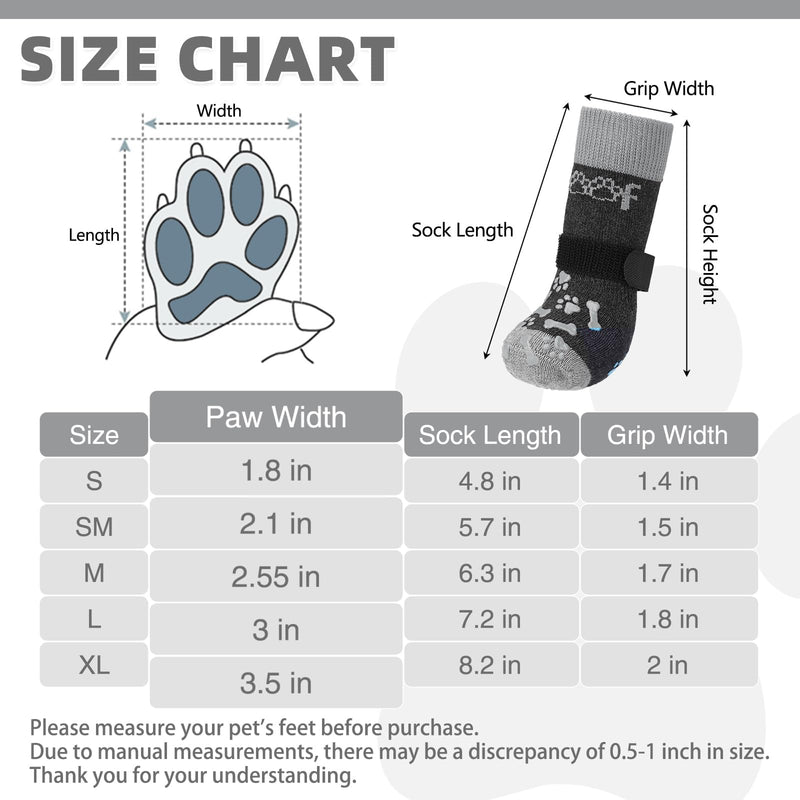 KOOLTAIL Dog Socks for Hot/Cold Pavement to Prevent Licking Paws,Dog Boots&Paw Protector for Hardwood Floors Anti Slip,Traction Control No Twist Grip Booties for Small Medium Large Senior Dogs L Large (4 Pack) Grey - PawsPlanet Australia