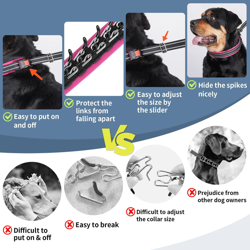 Mayerzon Martingale No Pull Collar for Medium Large Dogs, Patented Anti Pull Dog Collar with Buckle for Walking Training, with Neoprene Padding and Reflective Stitching, Adjustable(Hot Pink Trim, L) Black(Hot Pink Trim) Large,2.5mm,18.5"-23.5"Neck - PawsPlanet Australia