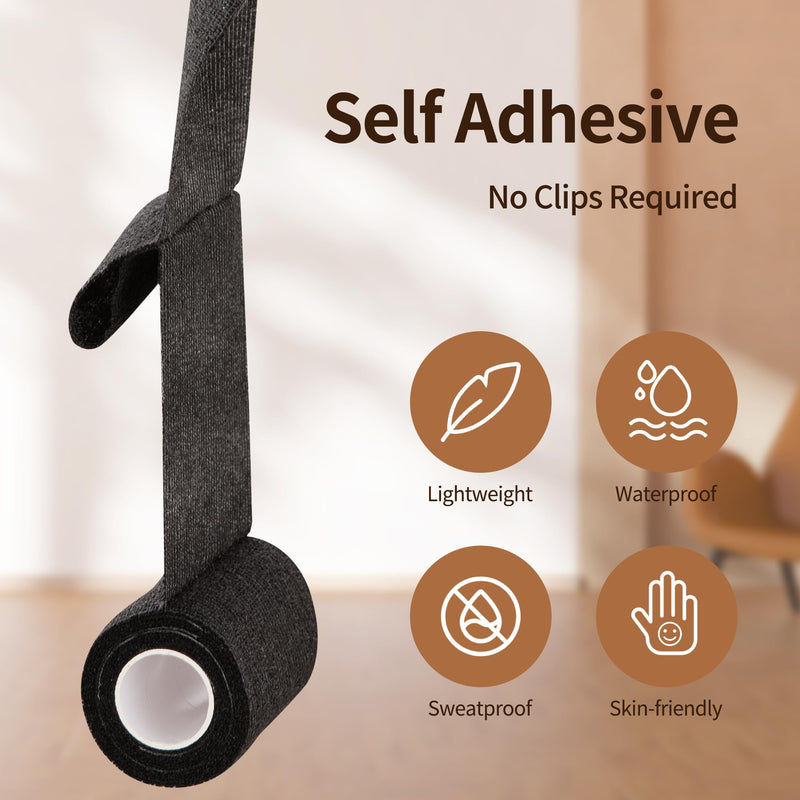 12 Rolls Self Adhesive Bandage Wrap, Cohesive Bandage 4 inches x 5 Yards, Sports Wrap Tape, Also for Horses & Dogs as Breathable Vet Wrap (Black) Black - PawsPlanet Australia