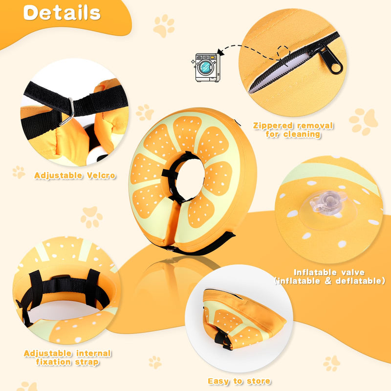 Sivomens Dog Cone, Protective Inflatable Dog Collar for Jumbo Dogs, Soft Adjustable Pet Recovery Cone After Surgery, Washable Dog Donut Collar Prevents Licking Wounds & No Blocking Vision, XL(18"-24") X-Large(Neck:18"-24") Yellow - PawsPlanet Australia