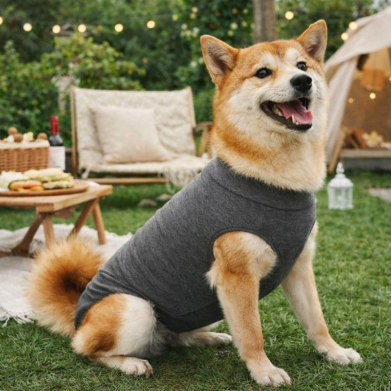 Dog Sterilization Suit Adjustable Practical Breathable Cat Jumpsuit Abdominal Bandages Elastic Cat Weaning Suit Travel Use(Grey)
