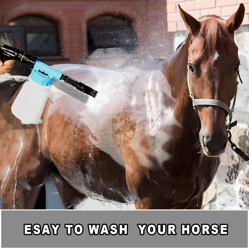 2 in 1 Portable Horse Bath Sprayer & Foam Wash,Lightweight Detangling Shower Gun for Quick Horse Washing,Water-Saving Equine Grooming Tools with 2 Nozzle Modes