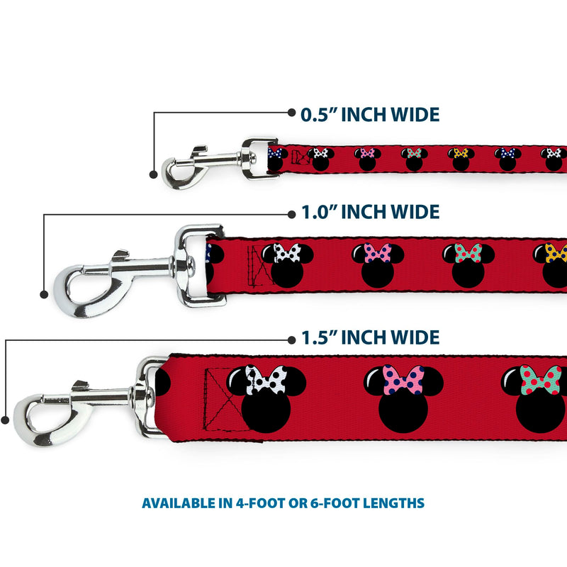 Buckle-Down Pet Leash - Minnie Mouse Silhouette Red/Black/Polka Dot - 6 Feet Long - 1.5" Wide - PawsPlanet Australia