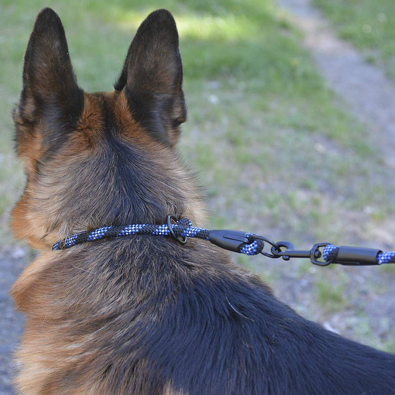 BronzeDog Rope Pro Training Dog Collar Braided No Pull Quick Release Round Lead Collars for Dogs Small Medium Large Puppy (L - 21.7" Long, Blue) L - 21.7" Long - PawsPlanet Australia