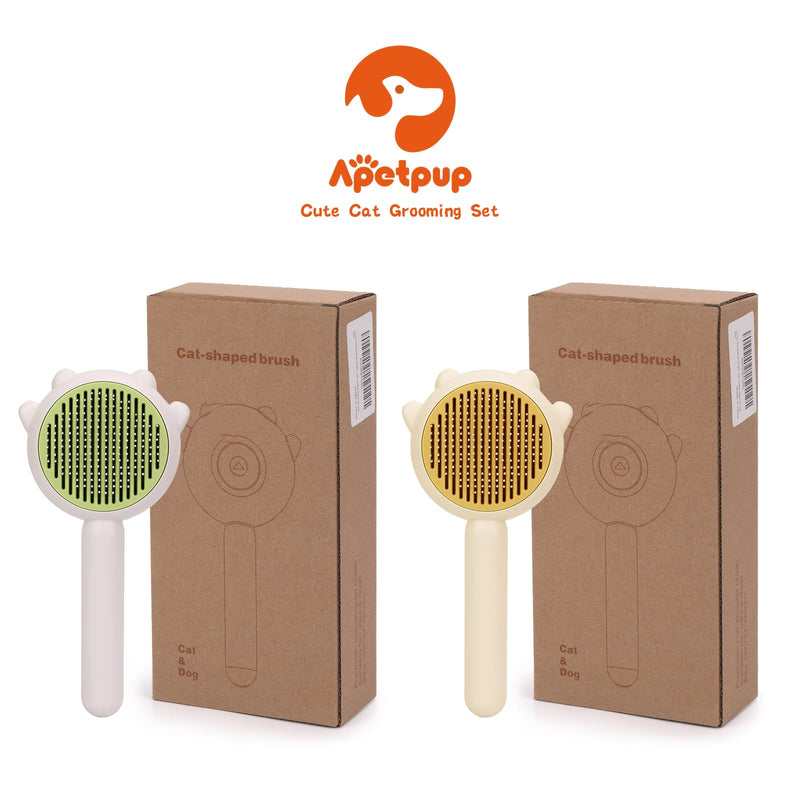 Cat Hair Cleaner Brush, Self-Cleaning Pet Brush with Release Button, Circular Cut Hole Nail Clippers for Indoor Cats (Green) Green - PawsPlanet Australia
