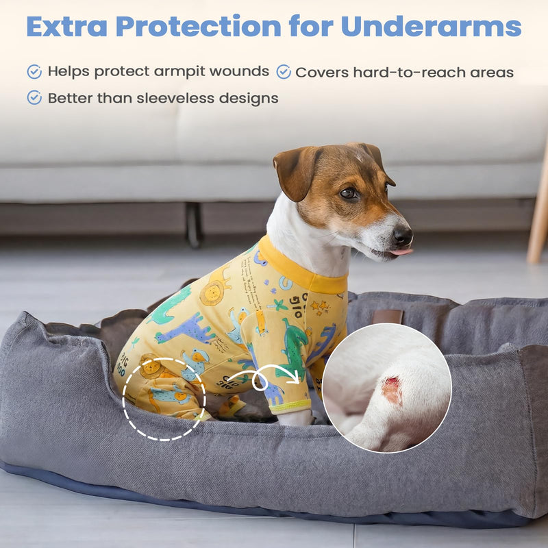 Dog Surgery Suit for Dogs After Surgery, Anti Licking Dog Spay Neuter Recovery Suit, Soft Cotton Onesie Cone Alternative for Small Dogs Male Female, Honey Yellow 2XL