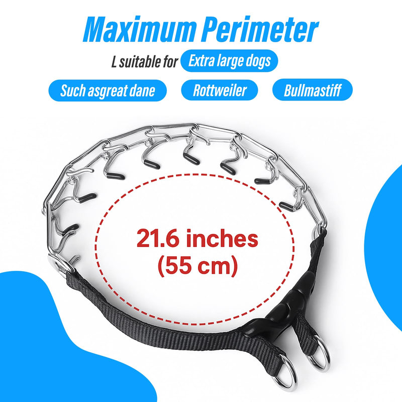 Heavy-Duty Prong Collar for Large Dogs – Adjustable No-Pull Metal Dog Collar with Quick Release Buckle, Pinch Collar for Medium to Large Breeds (L, 20"-21.6") - PawsPlanet Australia