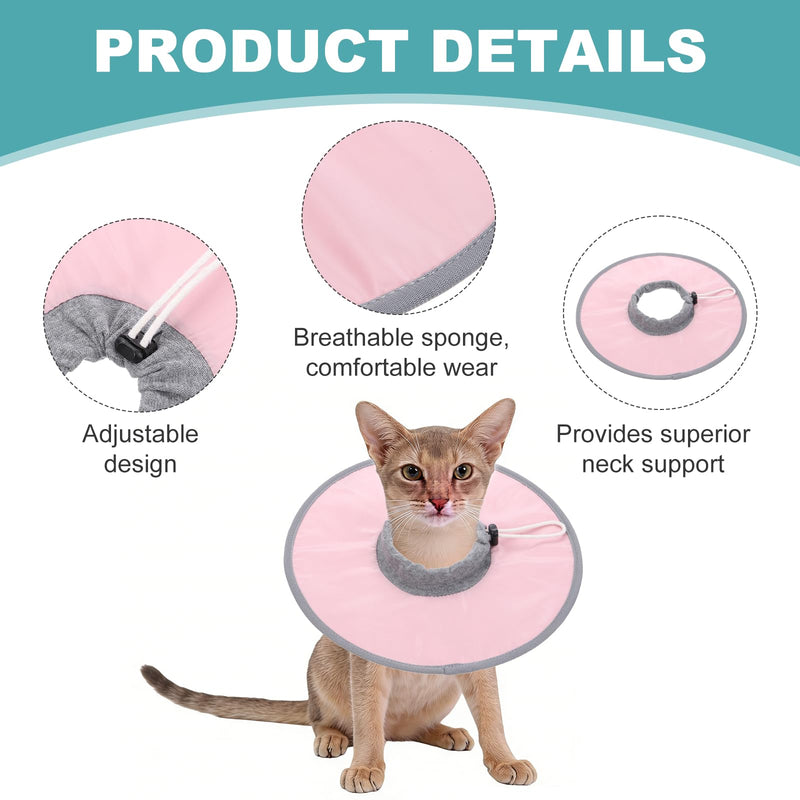 Elizabethan Collar, Cat Cone Collar Pet Cones Cat Recovery Neck Donut Waterproof Adjustable Soft (Polyester, XL, Pink) for Cats Small Dogs After Protective