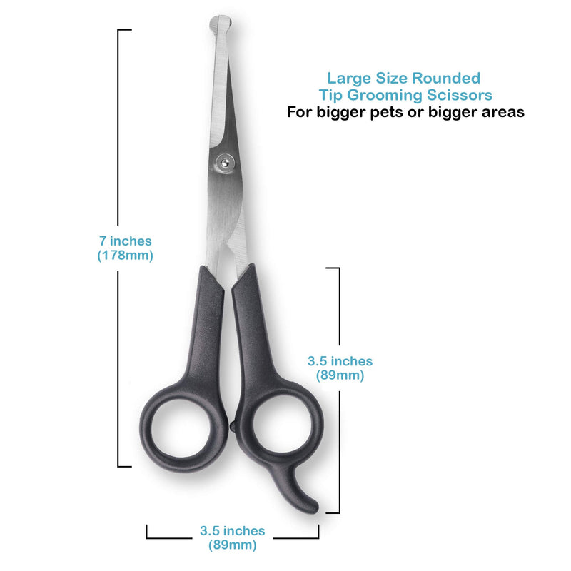 Pets First #1 Pet Grooming Scissors Body & Facial Trimmer Durable Stainless Steel Blades. Rounded Tips Shears for Long Medium Short Thick Wiry Curly Hair. Lightweight Cutter for Dogs & Cats. Set of 2 - PawsPlanet Australia