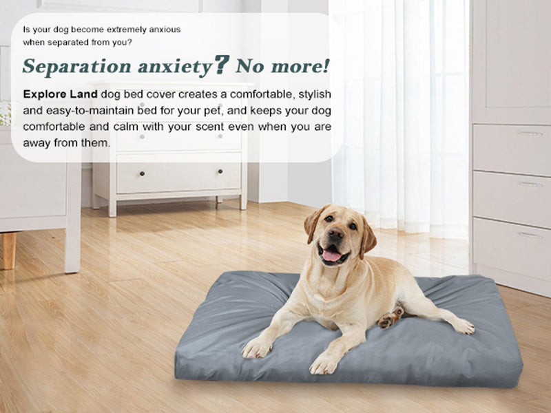 Explore Land Scratch Resistance Dog Bed Cover Canvas Washable Dog Crate Pad Replacement Cover, 40Lx27Wx4H inch, Charcoal 40”Lx27”Wx4”H Charcoal With Scratch Resistance - PawsPlanet Australia
