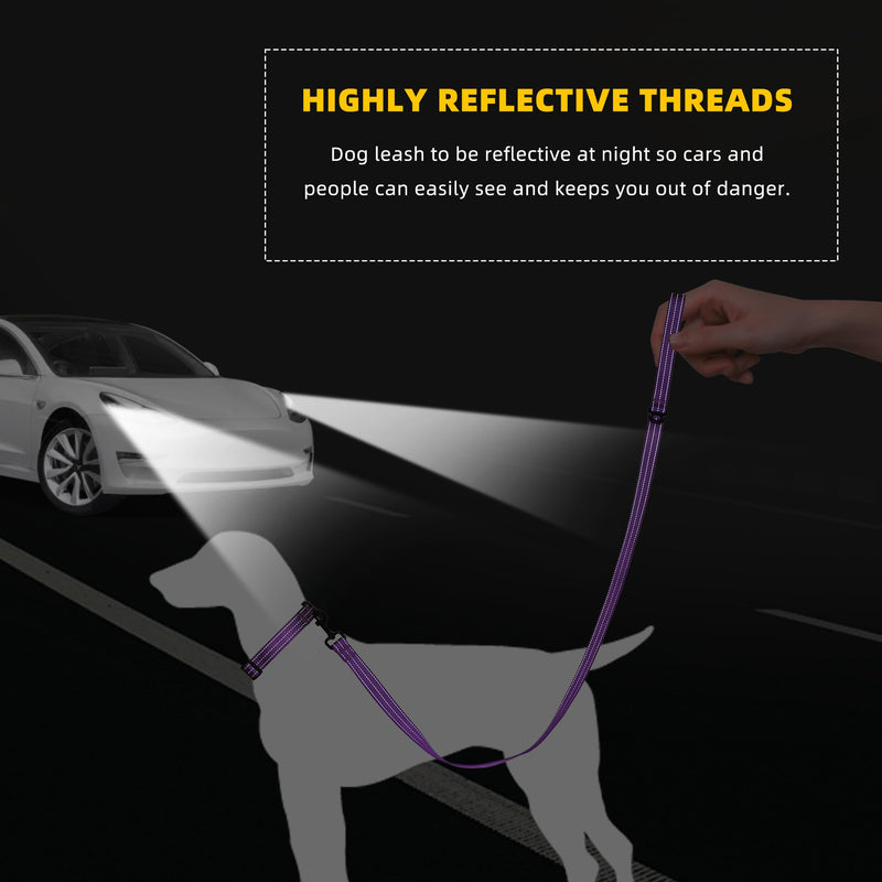 Mile High Life Night Reflective Double Adjustable Band Nylon Small Puppy Pet Dog Combo Collar Leash and Harness Set (Reflective Solid Purple, Large (Pack of 3)) Large (Pack of 3) Reflective Solid Purple - PawsPlanet Australia