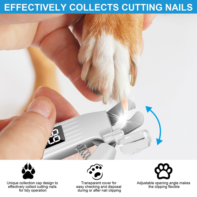 SZMDLX Cat & Dog Nail Trimmers, Electric Rechargeable Dog Nail Clippers & Dog Nail Grinder with 2 LED Light Paws Grooming Kit, Dog Nail File Quiet Pet Nail Clippers & Grinder Trimmer for Dogs and Cats - PawsPlanet Australia