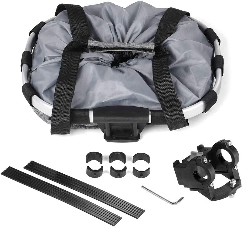 Detachable Bike Basket, Dog Cat Bicycle Handlebar Front Bag Pet Carrier with 5 FT Dog Leash for Cycling, Shopping, Picnic, and Outdoor (Gray) Gray - PawsPlanet Australia