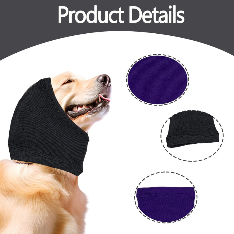 2Pcs Dog Snood, Dog Ear Defenders for Neck and Ears Warmer Noise Reduction, Ear Muffs Neck and Ears Warmer Noise Protection(Purple Grey)