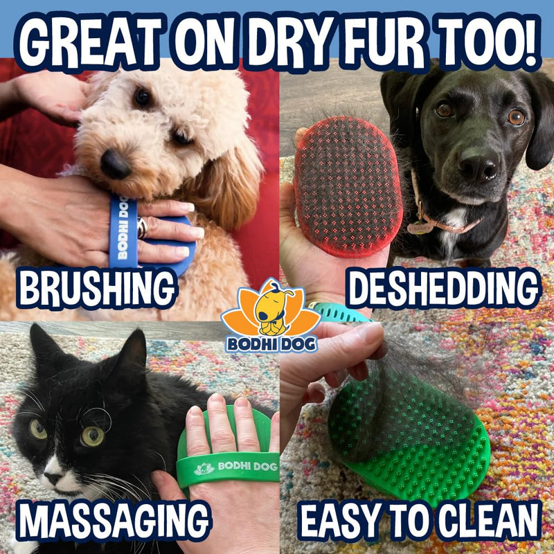 NEW Grooming Pet Shampoo Brush | Soothing Massage Rubber Bristles Curry Comb for Dogs & Cats Washing | Professional Quality 1 Count (Pack of 1)